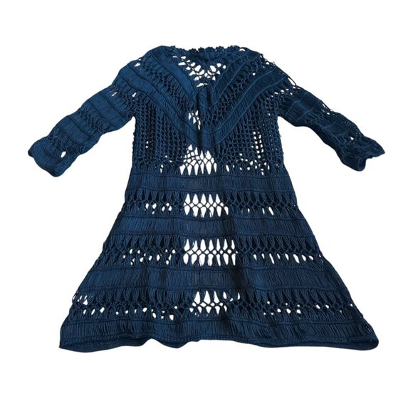 Zashi Black Loose-Weave Single Button Long Length Sweater Cardigan Medium NWT - Picture 6 of 9